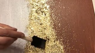DIY Brown, White, Silver and Gold Glitter Canvas Wall Art || Gold Glitter Abstract Canvas Wall Decor