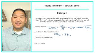Financial Accounting - Lesson 10.18 - Straight Line Method of Bond Amortization   Bond Premium