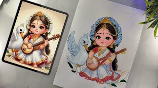 Colouring Saraswati MAA Is SO MUCH FUN #art #saraswati #saraswatimaa  screenshot 2