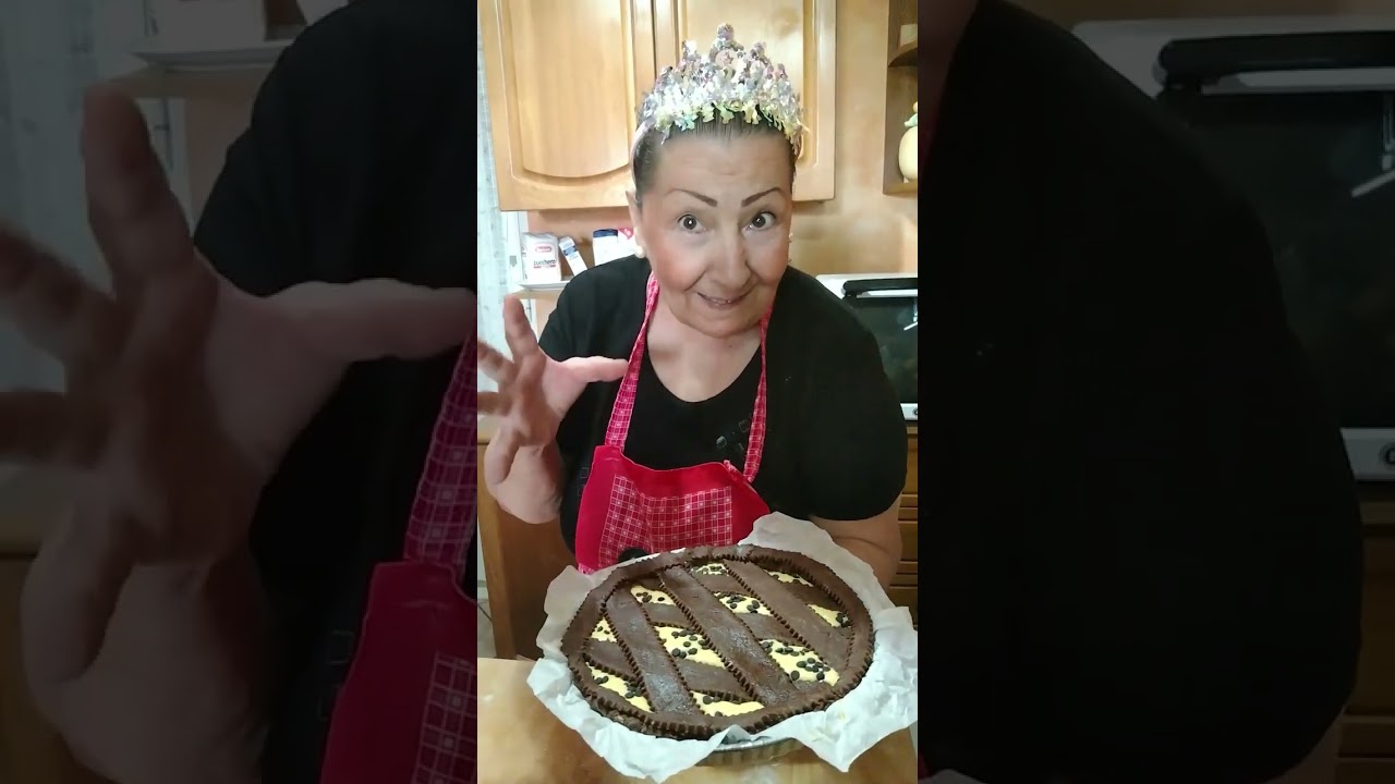 Costata meravigliosa frolla al cioccolato e noci deliziosa crema di ricotta e gocce di cioccolato