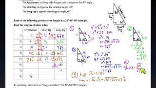 geometry 8-4 concept guide: Special Right Triangles (version 2)