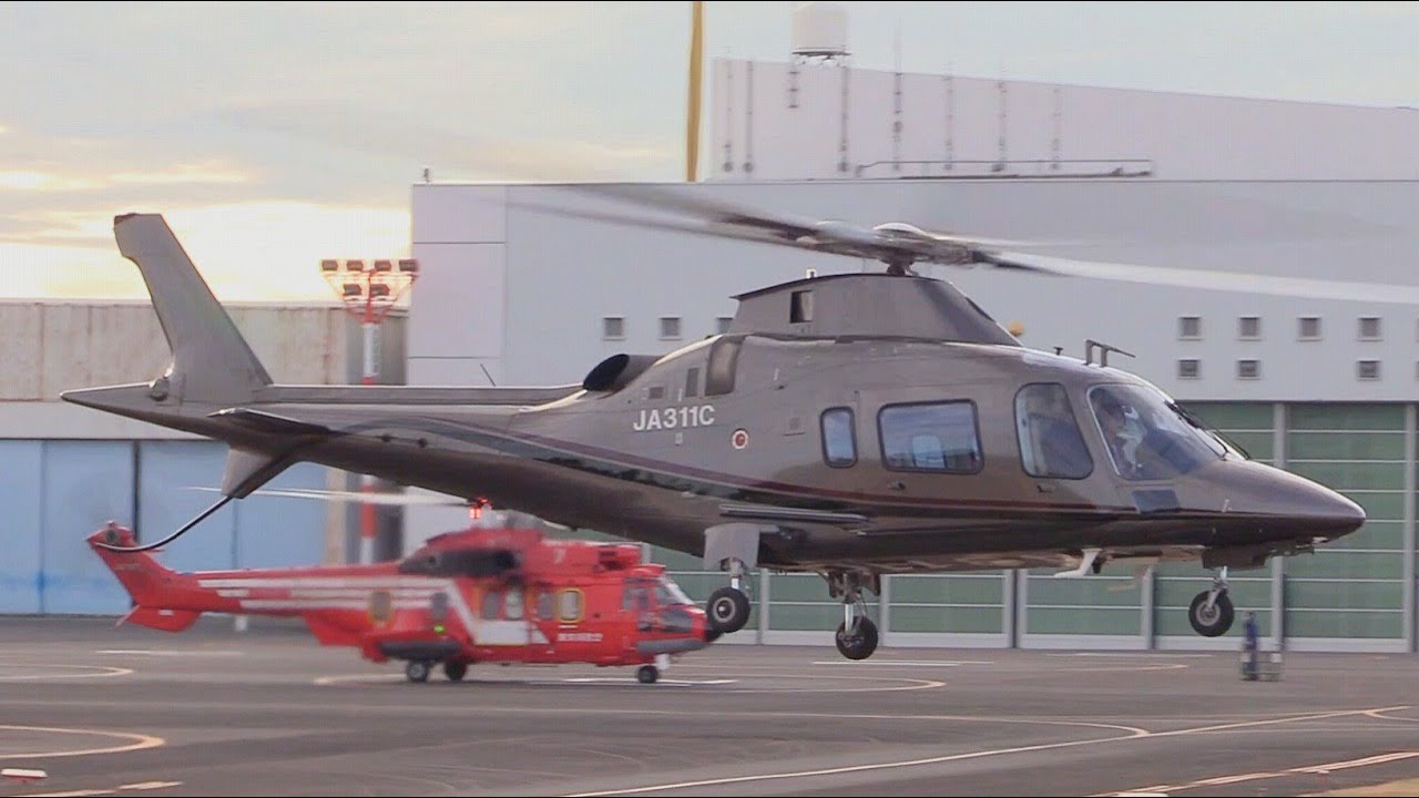 Helicopter Agusta A109E Power JA311C Landing and Takeoff - YouTube