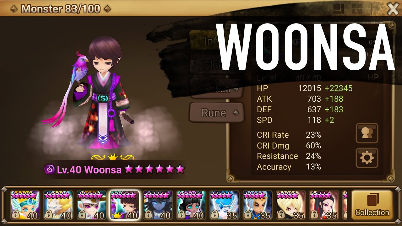 Summoners War: Woonsa (Dark Pioneer) Review and Gameplay