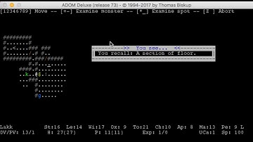 Showcasing the new ADOM look mode (ASCII)