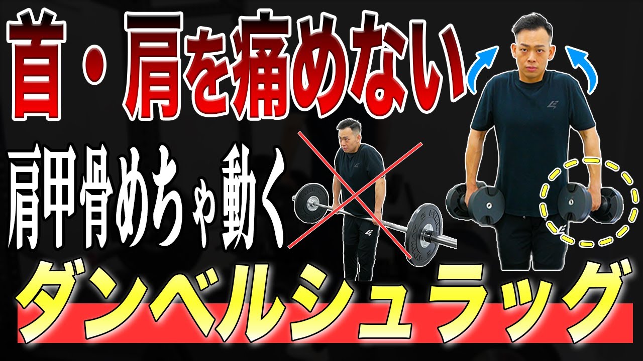 【肩甲骨を動かせ！】肩・首を痛めない『ダンベルシュラッグ』の正しいやり方