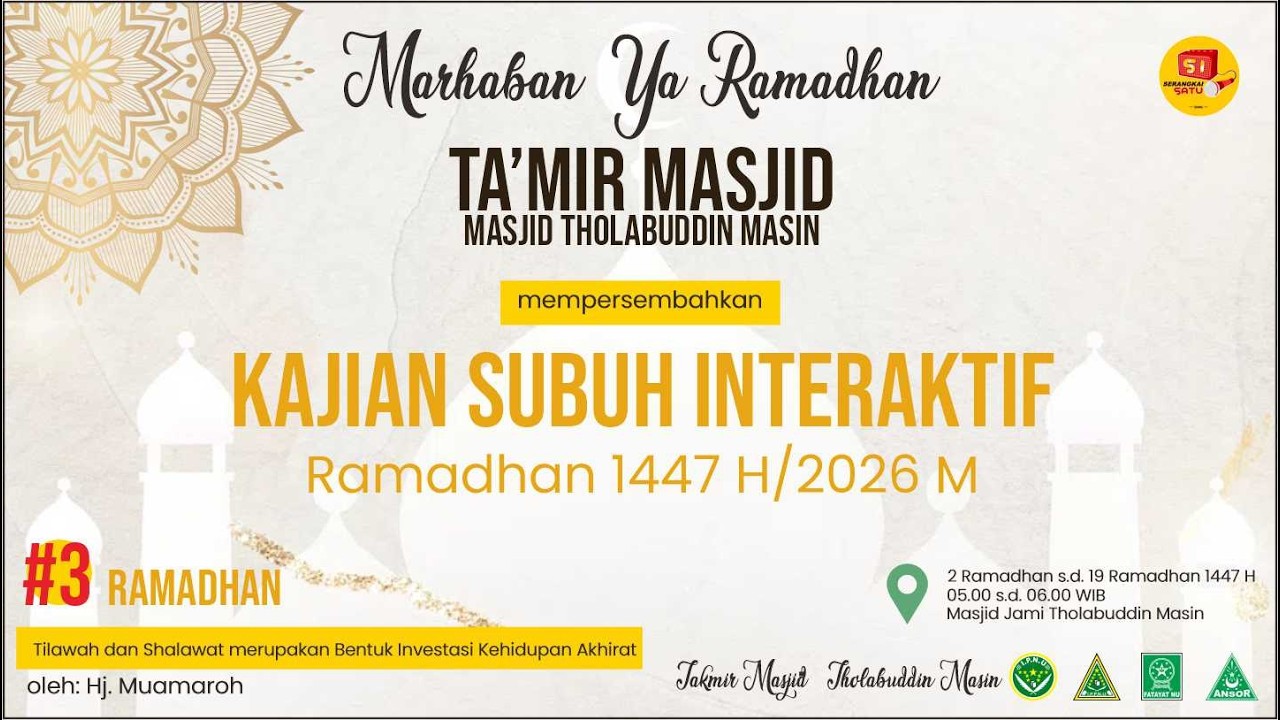 LIVE KULIAH SUBUH MASJID JAMI THOLABUDDIN MASIN #3