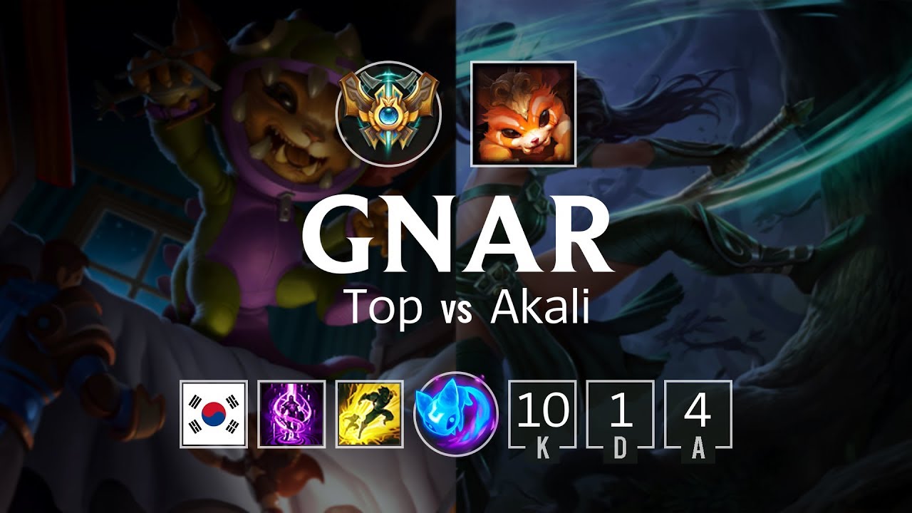 Gnar Top vs Akali - KR Challenger Patch 8.8