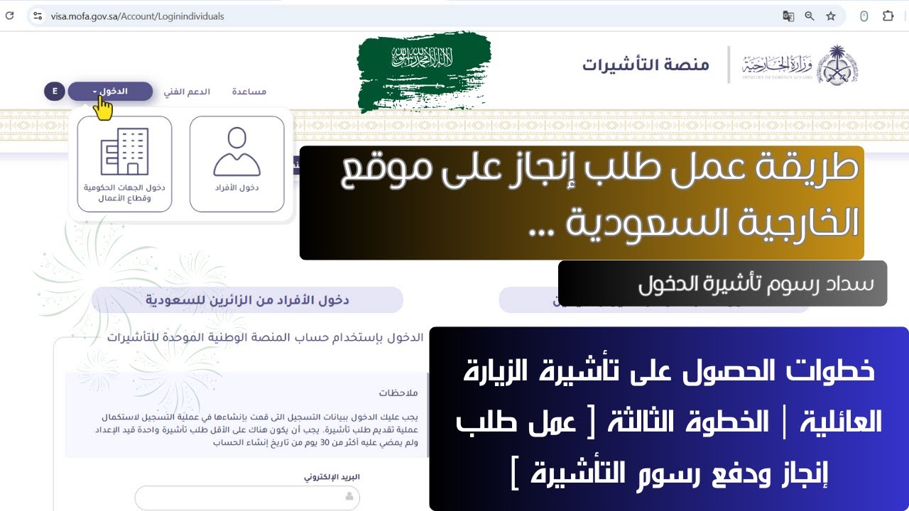 شرح طريقة عمل طلب انجاز بشكل صحيح وطريقة سداد رسوم الزيارة العائلية بعد التعديلات الجديدة 2025