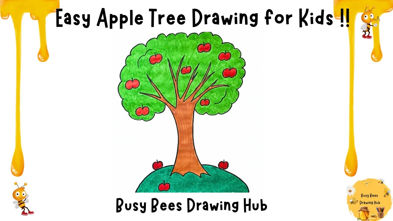 Easy Apple Tree Drawing for Kids 🍎🌳Step by Step Drawing Tutorial  |How to Draw an Apple Tree  |