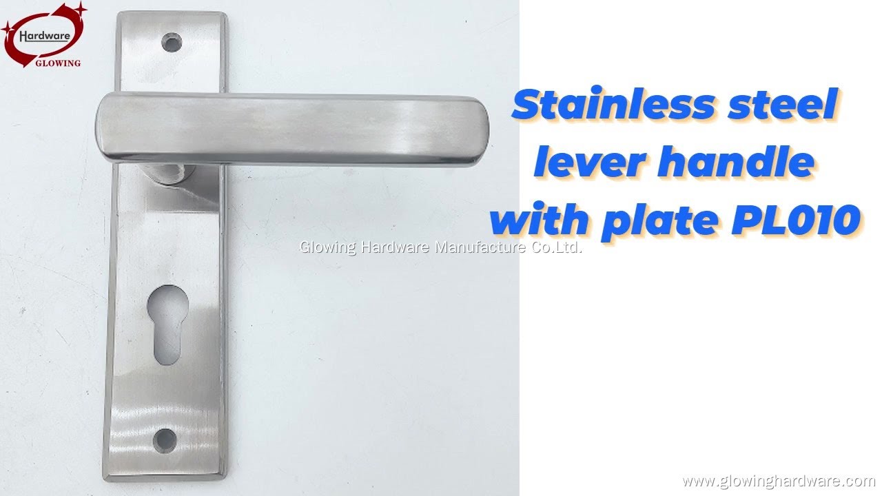 Glowing Hardware Stainless steel stamping hollow door lever handle with plate PL010