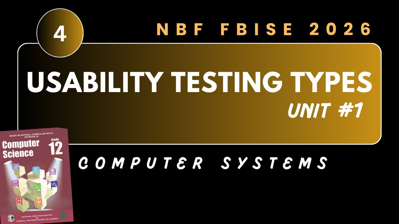 Unit#1 | Lec#4 | Usability Testing Types | Computer Systems | Computer Science 12 | NBF | FBISE