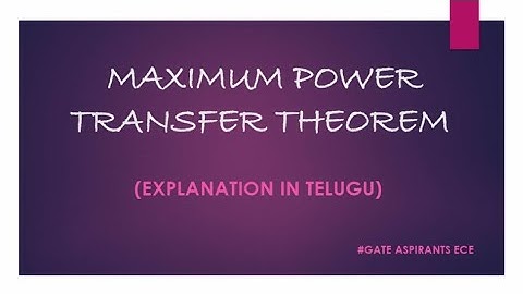 Network Theory - Lec 19 . Maximum Power Transfer Theorem
