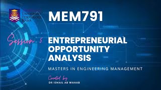 MEM791 - SESSION 5: ENTREPRENEURIAL OPPORTUNITY ANALYSIS