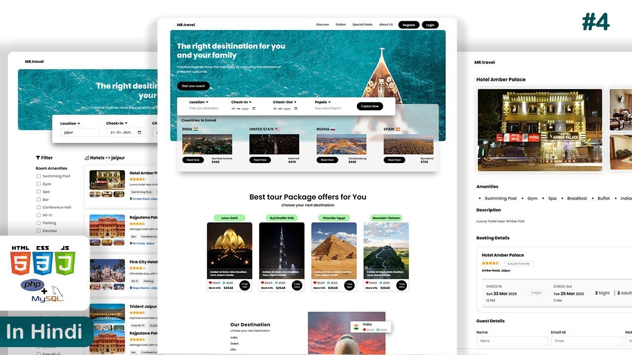 Create a Tour & Travel Website Using HTML, CSS, JavaScript, PHP ...
