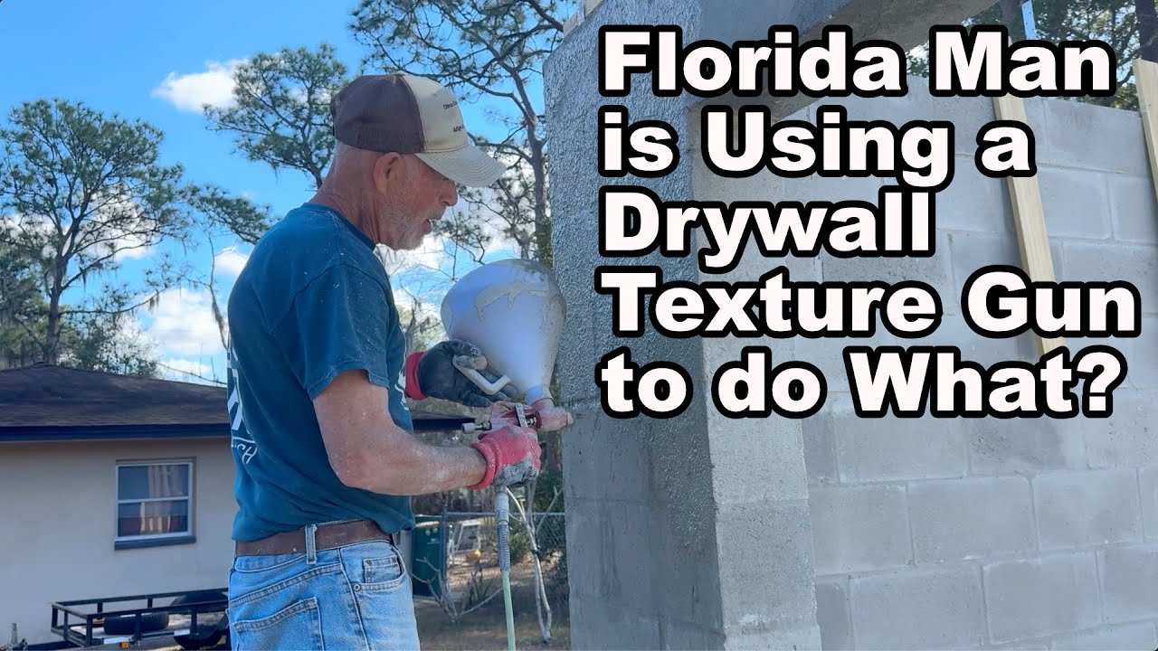 Man's 1st Attempt at Stucco ... Using a Drywall Texture Gun?