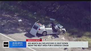 Route 495 north shut down in Chelmsford after wrong-way crash