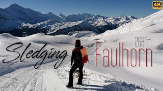 Faulhorn 2681m / Longest sledging run in the world / Schlitteln in Jungfrau Region /Grindelwald / 4K