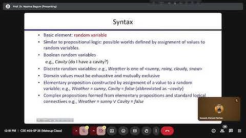 CSE 403 (Markov Model ,  Naive Bayes) 18.10.2025 [Prof. Dr. Nasima Begum]