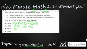 Algebra 1 STAAR Practice Solving Systems of Equations (A.5C - #5)