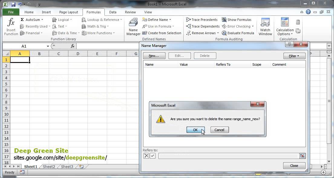 MS Excel 2010 How To Delete Named Cells Range YouTube