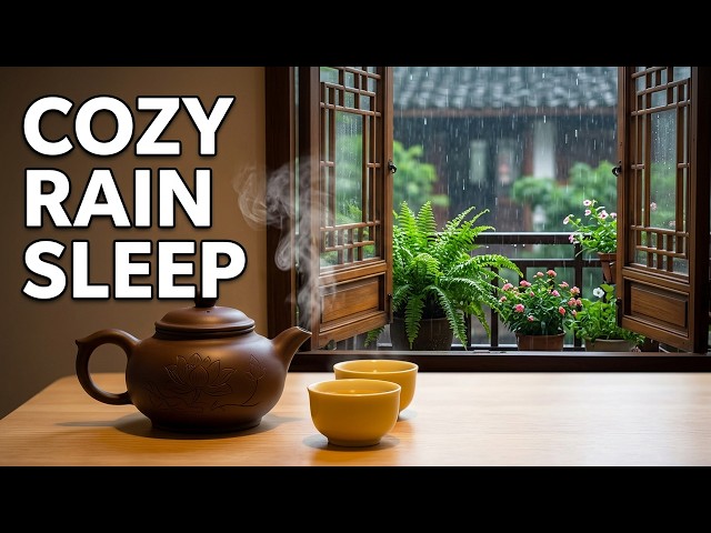 3 Hour Gentle Rain Outside the Window | Cozy Tea Ambience | Rain Sounds for Sleeping | No Ads