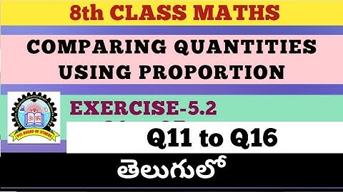 8th Class Maths Comparing Quantities Using Proportion Exercise 5.2 in Telugu