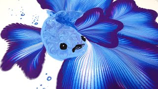 (186) Chain String pull technique _ Betta Fish _ Acrylic Pouring _ Fluid acrylic _ Designer Gemma77