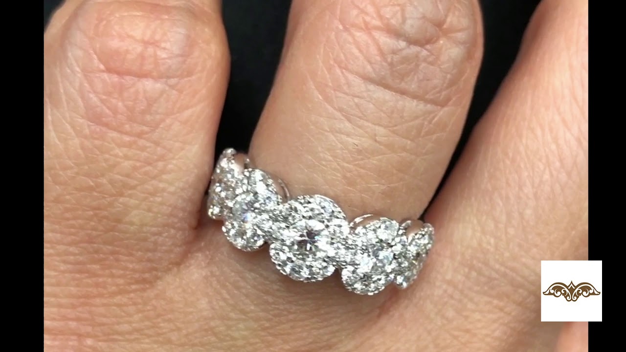 Custom Made Halo 5 Stone Round Diamond Anniversary Ring in 14k Gold