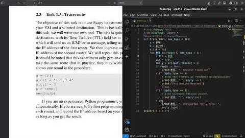 Building a Traceroute Tool with Scapy: SEED Labs - Packet Sniffing and Spoofing Lab (Task 1.3)