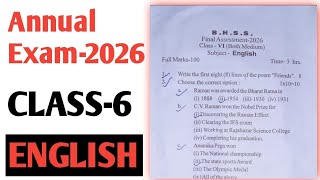 Annual Exam2026 Class6 English Question Paper English Question Answer Annual Exam2026