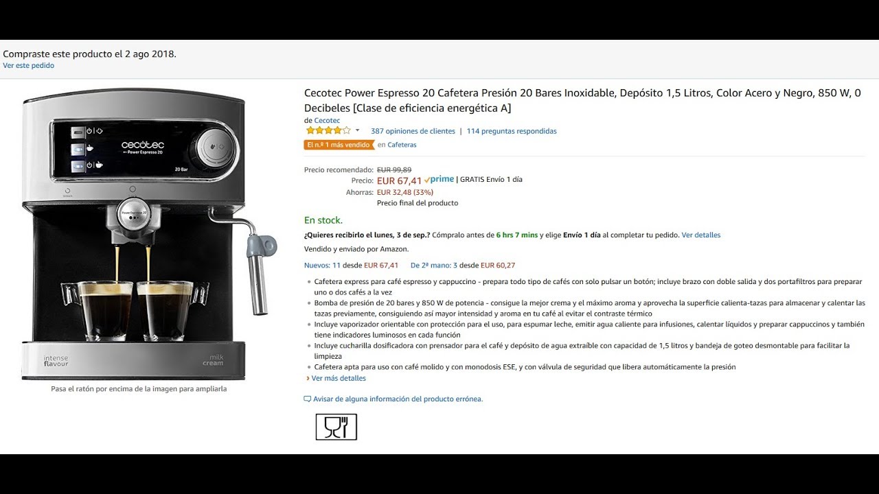 Power Espresso 20 Cafetera Express Comprar en Cecotec