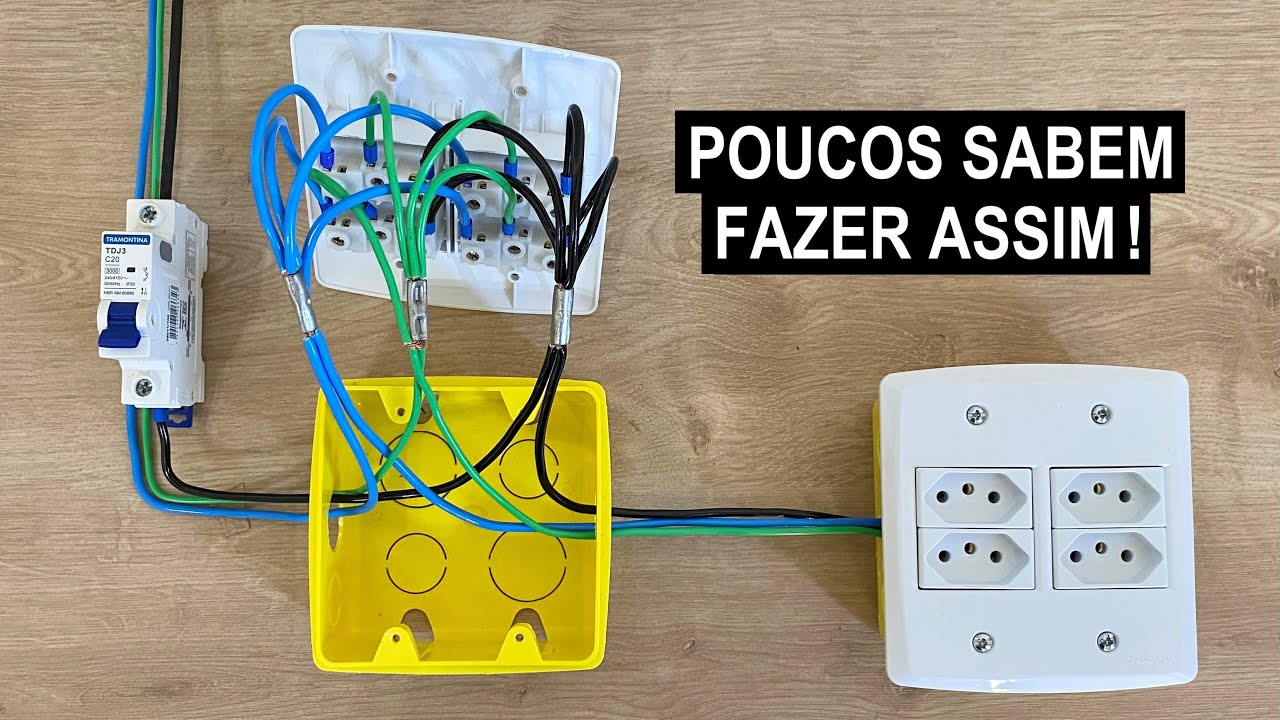 Esse é o MELHOR jeito de instalar TOMADAS QUÁDRUPLAS (sem cortar o cabo)