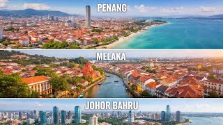 Malaysia Aerial Tour | Stunning Views of Penang, Melaka & Johor Bahru 🇲🇾