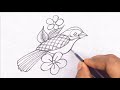 bird drawing | How to draw a Bird for kids | Bird Drawing Lesson Step by Step