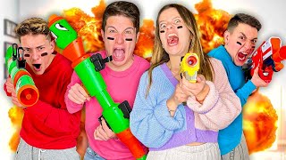 NERF WAR AGAINST OUR FRIENDS!! Ninna and Matti VS Cap and Kazu screenshot 3