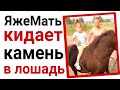 ЯжеМать кидает камень в лошадь