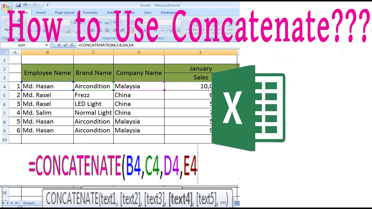 Concatenate Function In Microsoft Excel How To Use Concatenate Concatenate Function In Microsoft Excel How To Use Concatenate