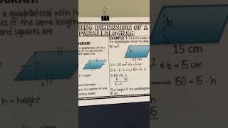 Unit 9: Geometry Area is Parallelogram Missing Dimension Anchor Chart