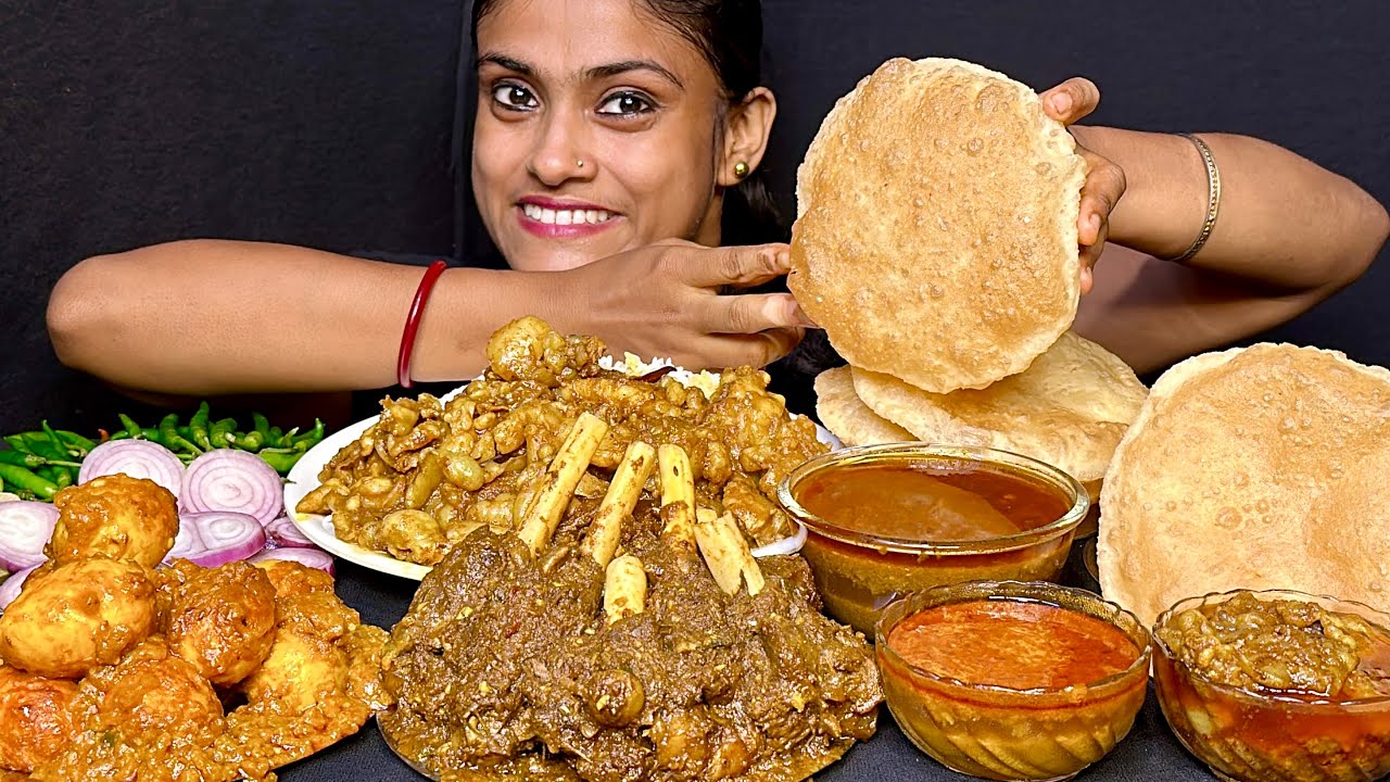 Mutton Fat Curry Mutton Curry Egg Curry Puri Rice Extra Gravy Eating