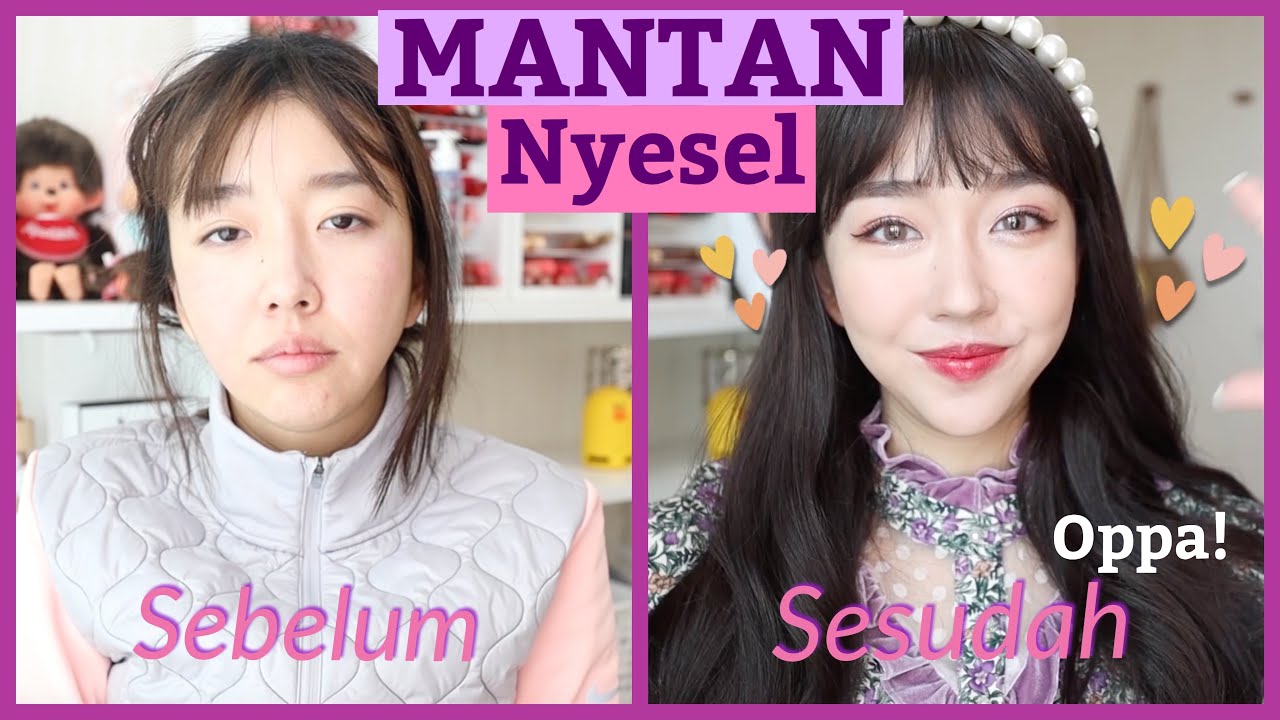 Makeup bikin MANTAN NYESEL | pake lensa kontak BTS X MTPR PINK!