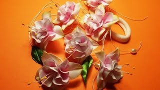 Fabric flowers how to make: pink fuchsia from fabric/tutorial/Цветы из ткани: розовая фуксия/МК