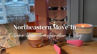 AESTHETIC ROOM TRANSFORMATION + DORM TOUR | Northeastern University Move-In Vlog!