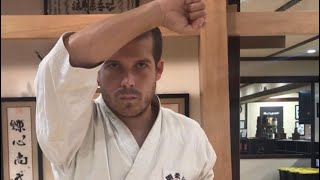 Jodan Uke (rising block) technique breakdown for karate practitioners.