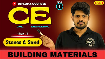 Stones & Sand | Building Materials | Unit- I | Civil Engineering | Day 1 |