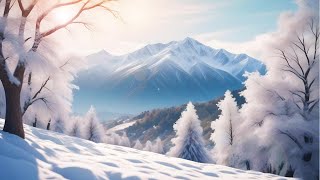 Musique relaxante, zen, et magnifiques paysages de montagne en hiver, sous la neige