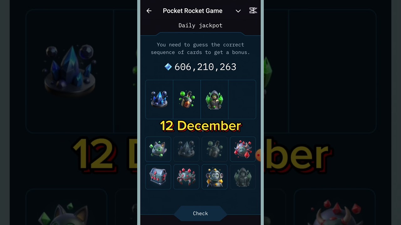 Pocket Rocket Daily Combo | 12 December | Pocket Rocket Combo Cards video |