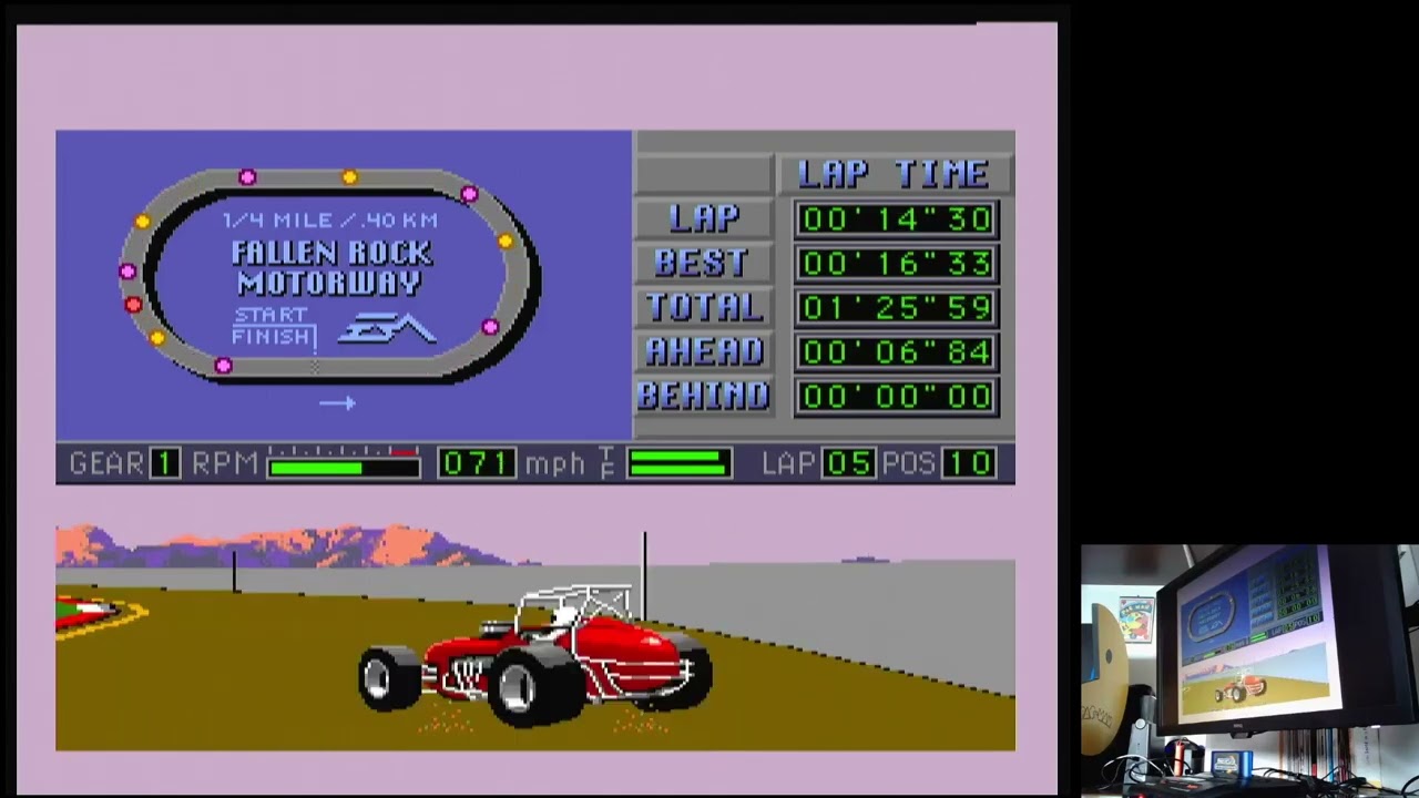 Mario Andretti Racing Single Race/Sprint Car/Fallen Rock/10 Laps Sega Mega Drive hardware (PAL)