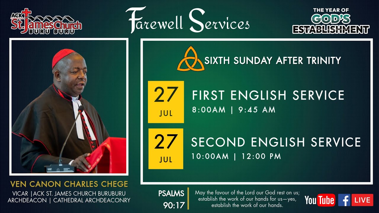SECOND ENGLISH SERVICE | SIXTH SUNDAY AFTER TRINITY | FAREWELL SERVICE ...