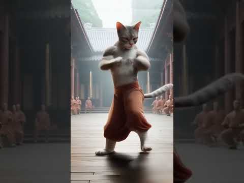 Cat practising KungFu