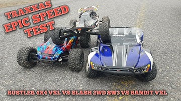 Epic Speed Test: Rustler 4x4 vxl vs Slash 2wd SW3 vs Bandit vxl